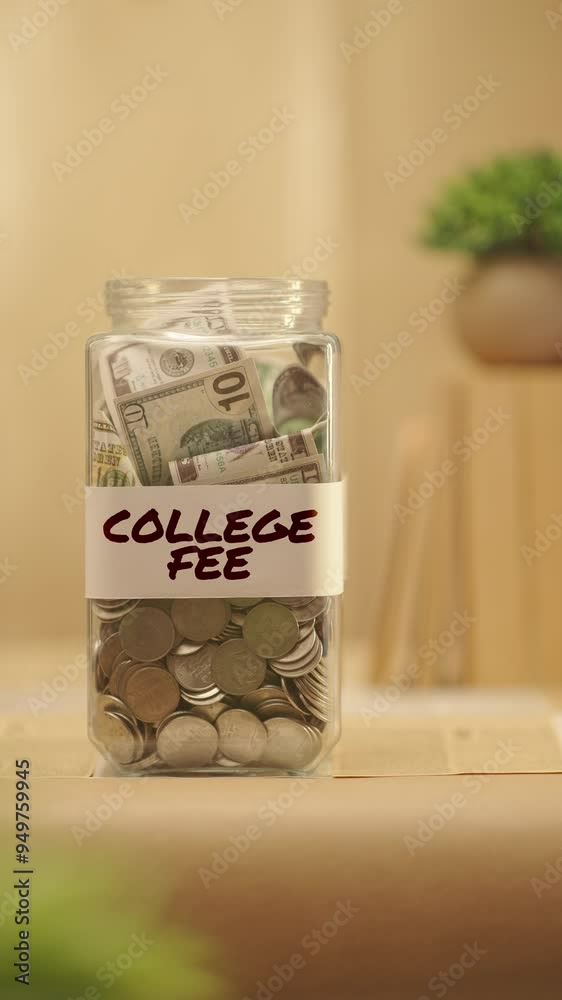 VERTICAL VIDEO OF PERSON SAVING MONEY FOR COLLEGE FEE VERTICAL VIDEO OF PERSON SAVING MONEY FOR COLLEGE FEE