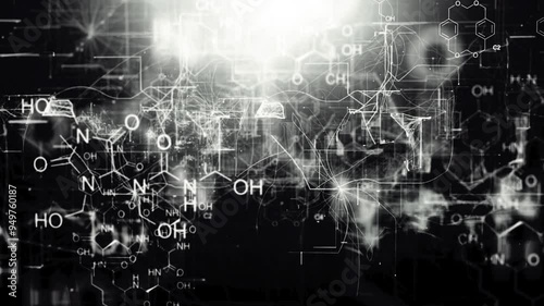 4K Video Animation Illustration Art Motion Graphic Background Wallpaper Animated of Formula Math Chemical