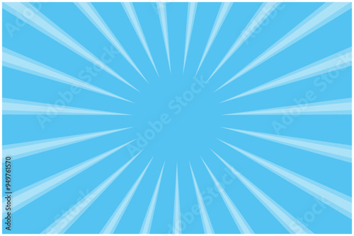 白い集中線が入った青色の背景イラスト