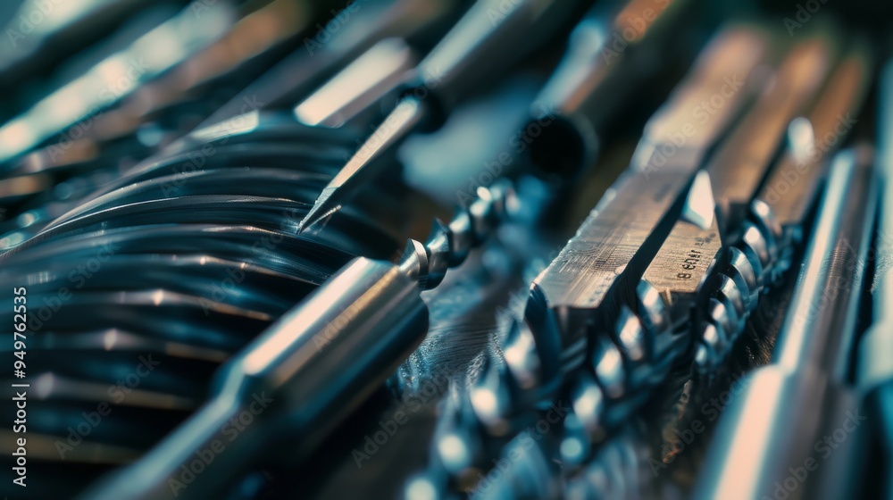 custom made wallpaper toronto digitalA close-up shot of an assortment of metal tools laid out neatly, showcasing their detailed craftsmanship and industrial appeal.