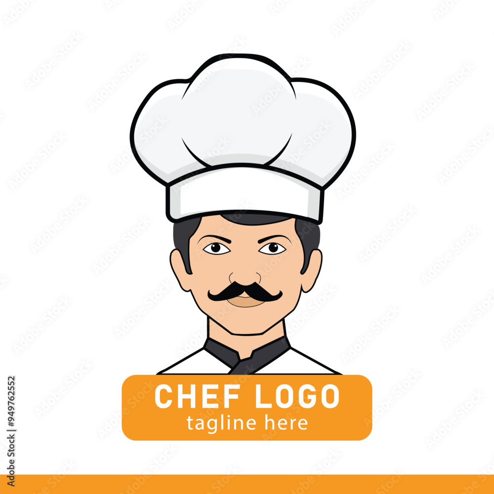 Cartoon Chef Logo Illustration home catering service logo