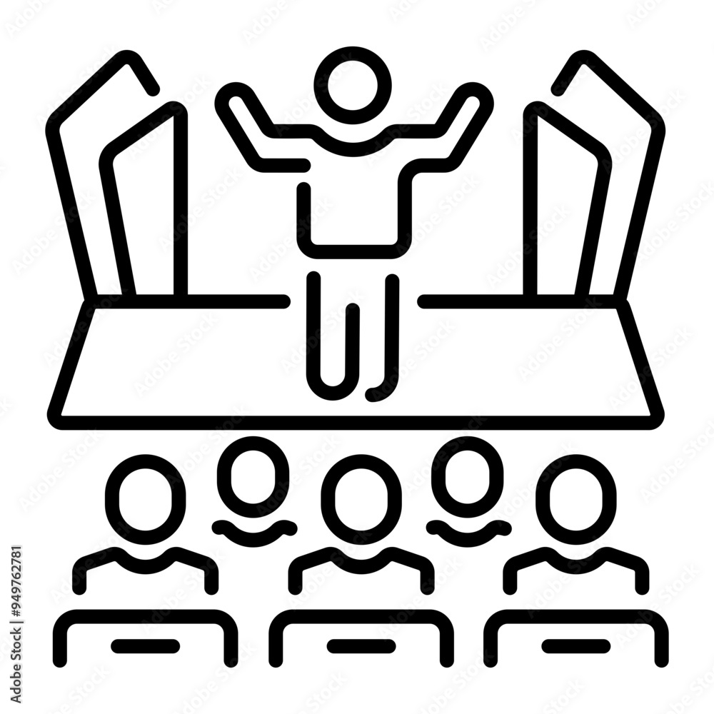 A line style icon of motivational speech 