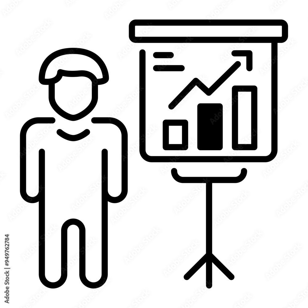 A linear icon of growth report presentation A linear icon of growth report presentation