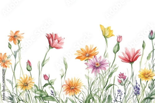 flores silvestres pintadas en acuarela