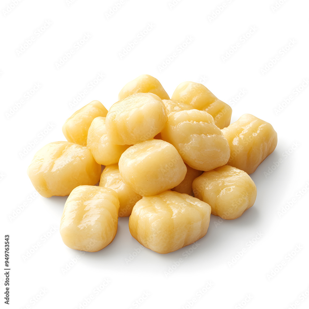 Potato Gnocchi top view isolated on white background Potato Gnocchi top view isolated on white background