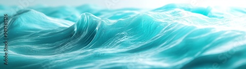 Wallpaper Mural Serene Aqua Waves, gentle undulations of water in a minimalist 3D render, evoking calmness and tranquility through fluid shapes and soothing colors. Torontodigital.ca