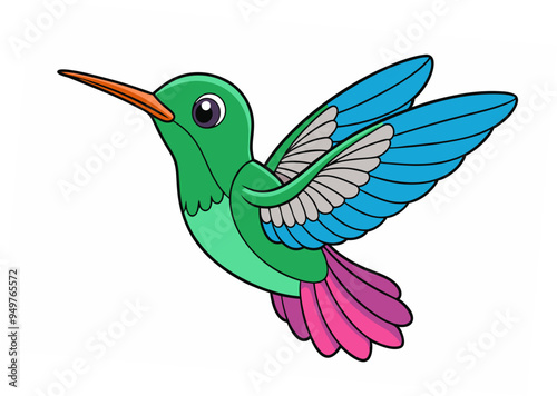 Hummingbird Vector Illustration on White Background - Printable Art photo