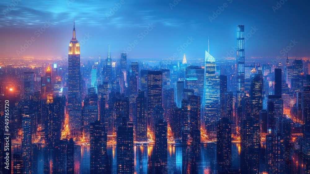 Fototapeta premium Night View of New York City Skyline
