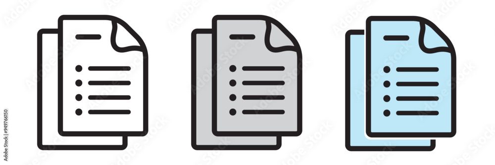 Document icon, vector. Two-tone version on black and white background Document icon, vector. Two-tone version on black and white background