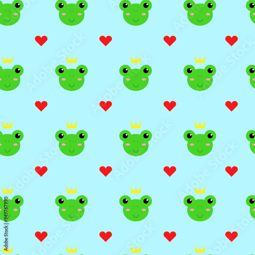 Photos Pattern with frogs kings on a blue background