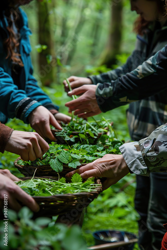 Expert teaching foraging skills and identifying wild edibles photo