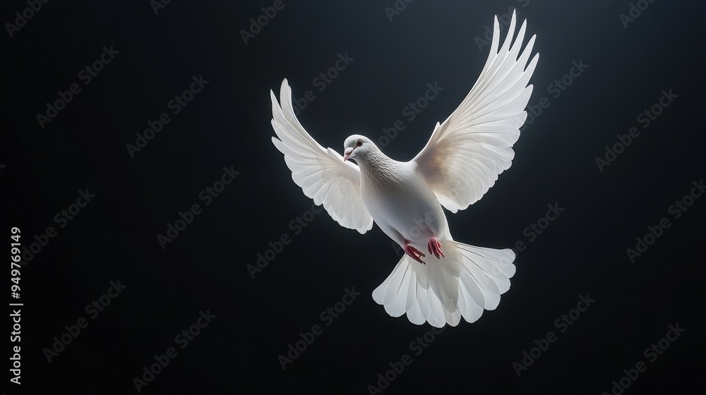 Obraz premium A white dove is flying in the air