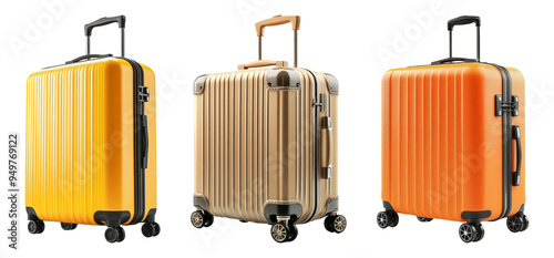 Wallpaper Mural Set of suitcases in different sizes and colors isolated on transparent background Torontodigital.ca