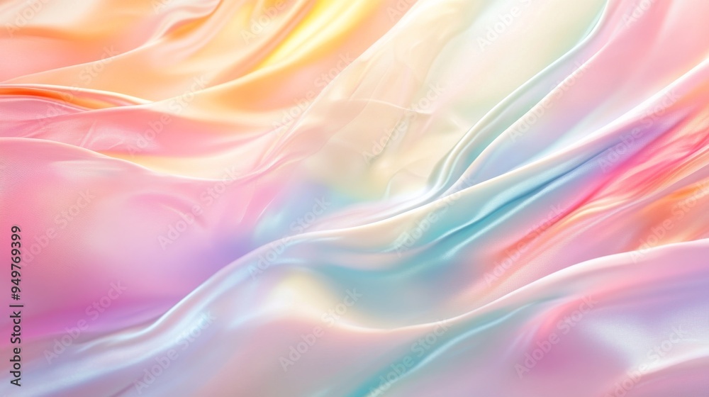 Abstract holographic iridescent background with pastel rainbow colors, fluid waves, and soft light for design or print presentation. Abstract holographic iridescent background with pastel rainbow colors, fluid waves, and soft light for design or print presentation.