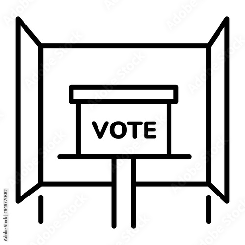 A linear style icon of voting booth 