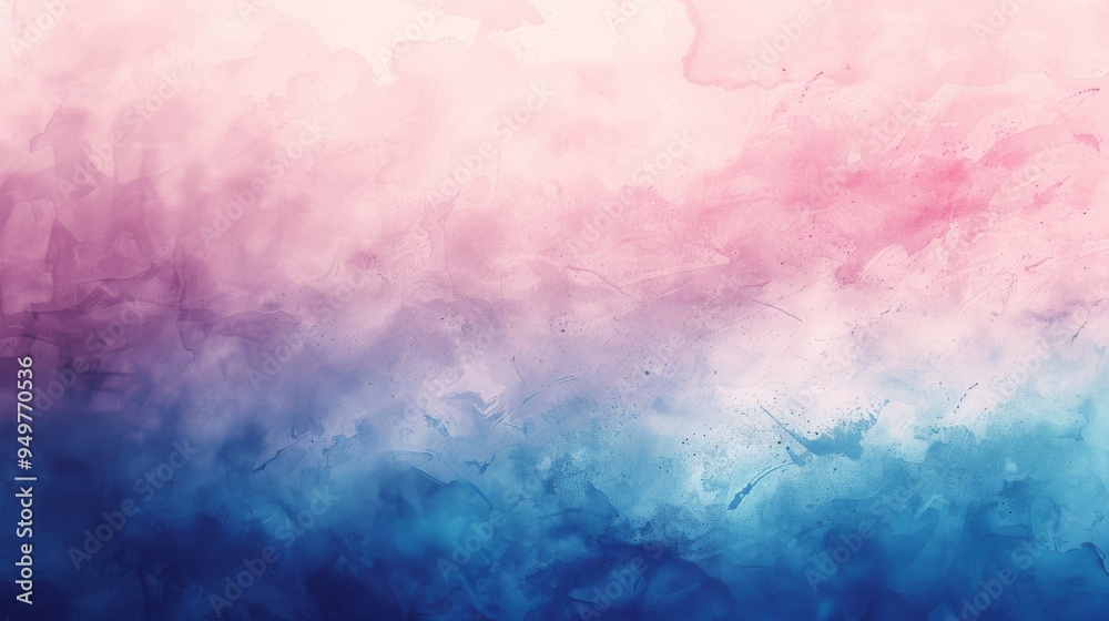 Obraz premium A dreamy watercolor painting blends soft pink and vibrant blue hues, creating a calming and ethereal abstract artistic effect.