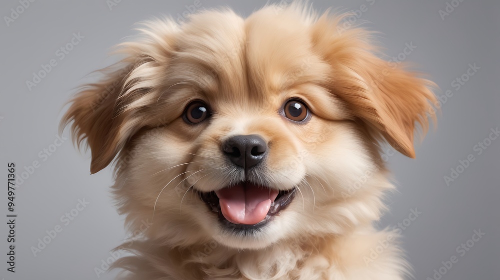 Cute fluffy portrait smile Puppy dog that looking at camera isolated on clear png background, funny moment, lovely dog, pet concept. Cute fluffy portrait smile Puppy dog that looking at camera isolated on clear png background, funny moment, lovely dog, pet concept.