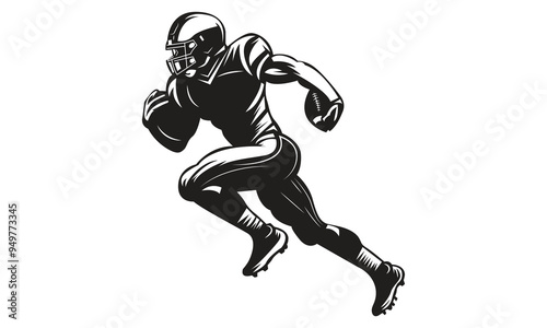 American football player Black and White Vector