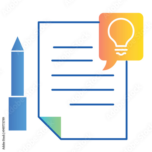 Assisted Writing Icon Design. Represents Writing Assistance, AI-Powered Writing, Text Enhancement, Creative Writing Tools. Vector icon with editable Strokes and Colors.