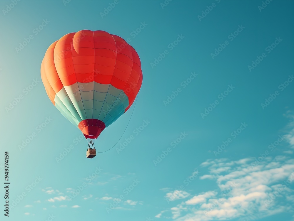 Obraz premium Brightly Colored Hot Air Balloon Soaring Into Clear Sky Representing Freedom and Adventure