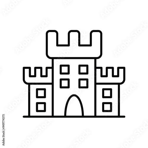 castle line icon with white background vector stock illustration