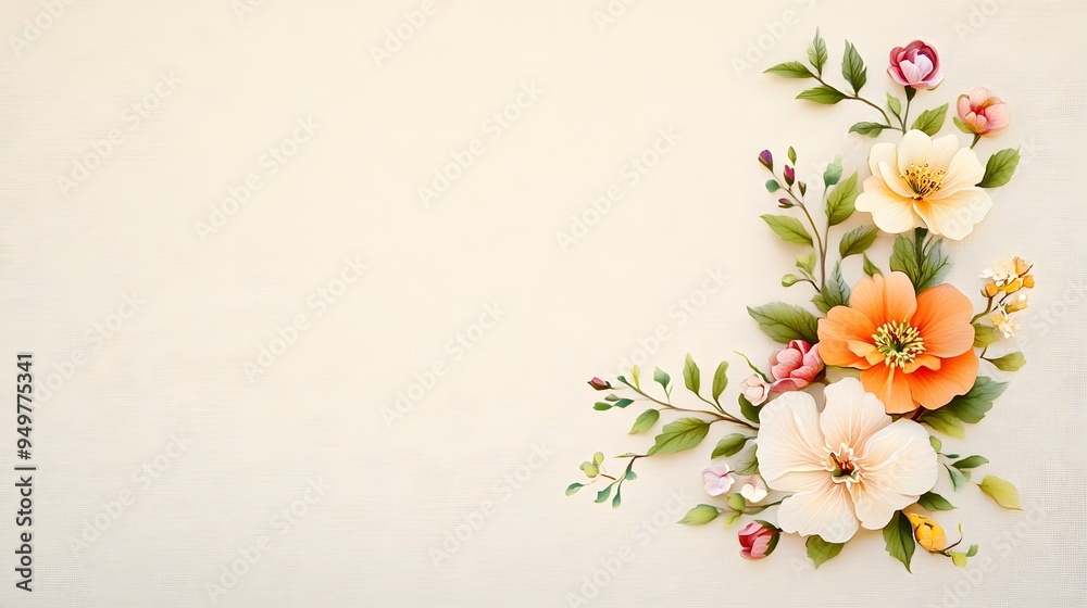 Intricate floral motif on a textured fabric background Intricate floral motif on a textured fabric background