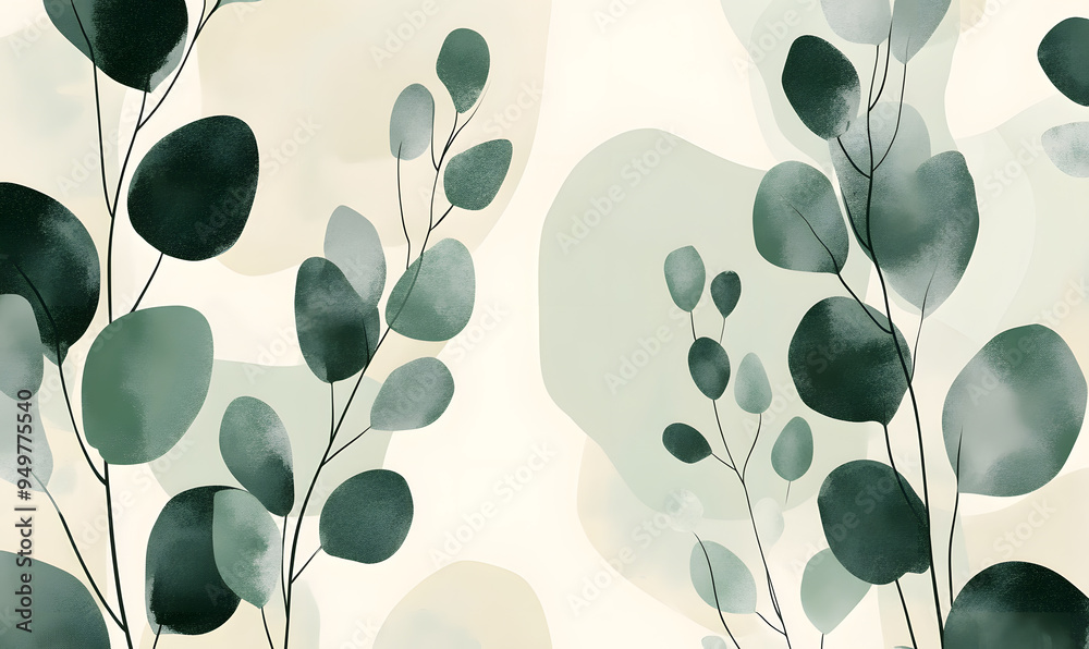 2D illustrator doodle-style floral and leaf graphics on a white background or wallpaper 2D illustrator doodle-style floral and leaf graphics on a white background or wallpaper
