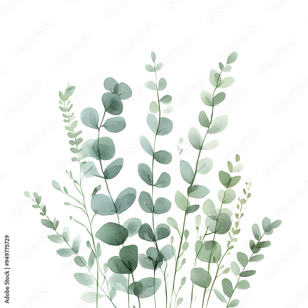 Obraz premium 2D illustrator doodle-style floral and leaf graphics on a white background or wallpaper