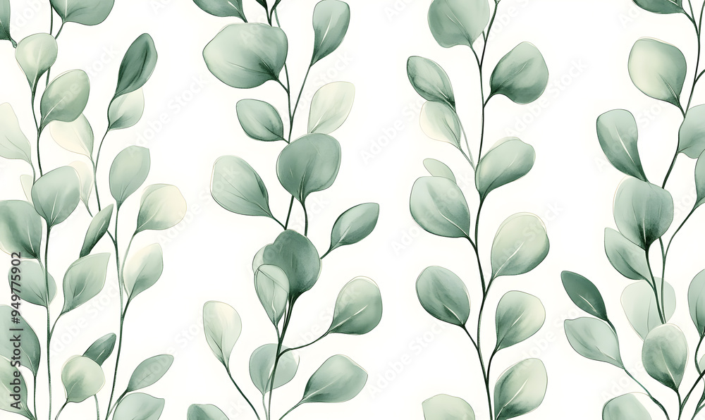 2D illustrator doodle-style floral and leaf graphics on a white background or wallpaper