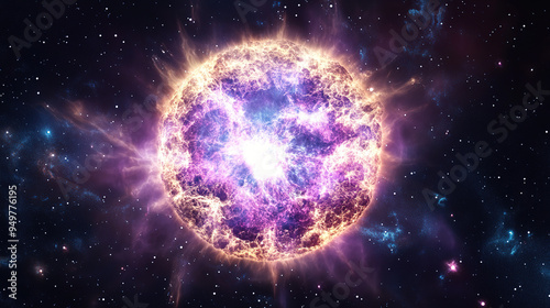 Explosión de Supernova Brillante y Poderosa en el Espacio Profundo, Iluminando el Cosmos con Colores Intensos y Energía Desbordante. 