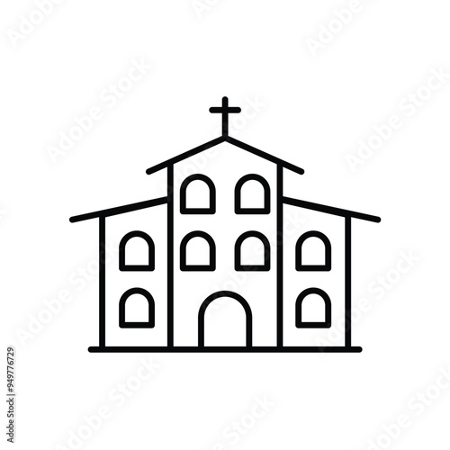 church line icon with white background vector stock illustration