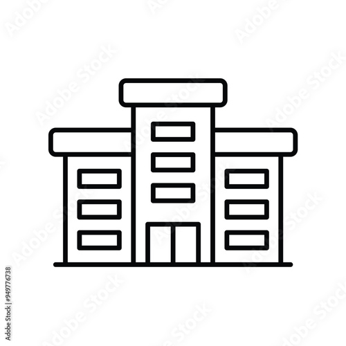 commercial building line icon with white background vector stock illustration