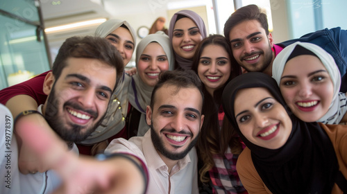 A festive selfie teeming with life captures the exuberant unity of Arab business magnates, academicians, and legal experts, showcasing their effervescent fellowship.