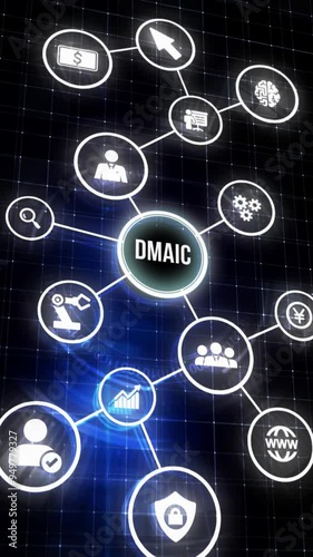 DMAIC, Six Sigma. Define, Measure, Analyse, Improve, Control. Standard quality control and lean manufacturing concept.