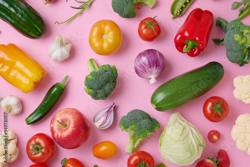 Wallpaper Mural Fresh organic natural vegetables and fruits made with generative AI Torontodigital.ca