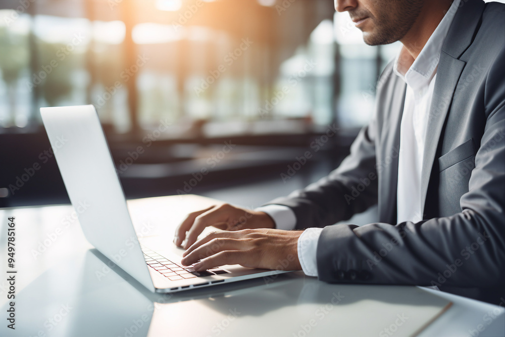 Successful business people person in modern interior office space building made with Generative AI artwork Successful business people person in modern interior office space building made with Generative AI artwork