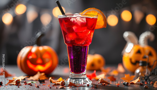 Halloween drink for party, selective focus isolated with white highlights, png photo