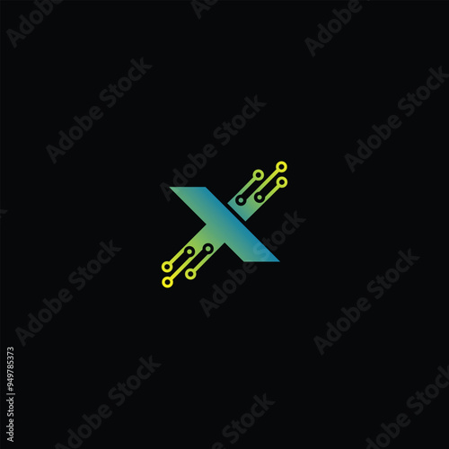 letter X concept technology logo design vector illustration, X tech logo Design