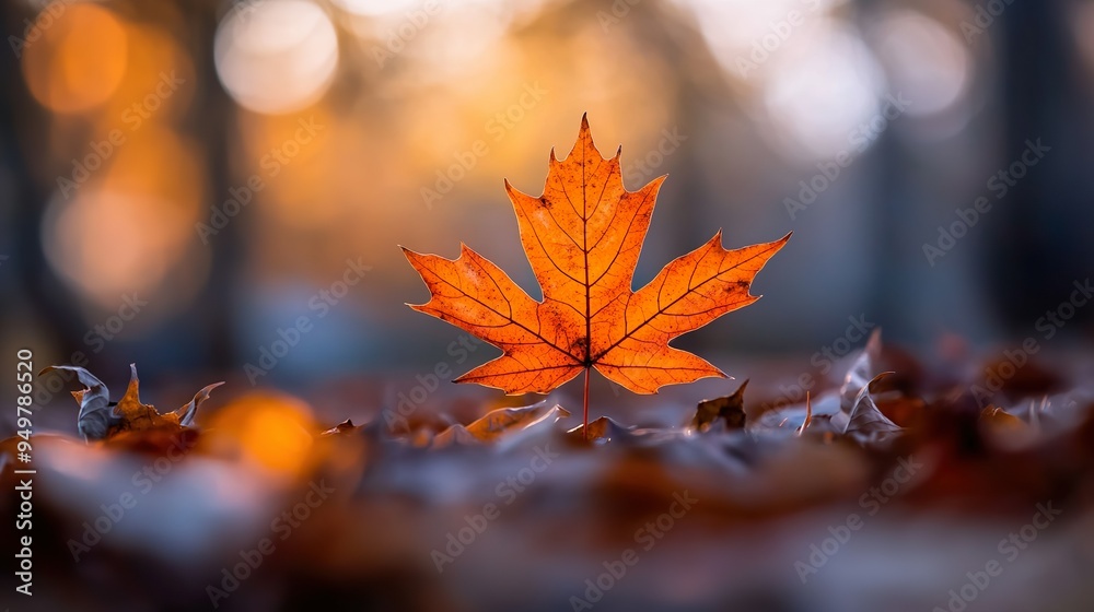 Single autumn leaf on the forest floor with blurred background Single autumn leaf on the forest floor with blurred background