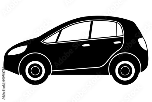 Electric Car EV Silhouette Vector Illustration photo