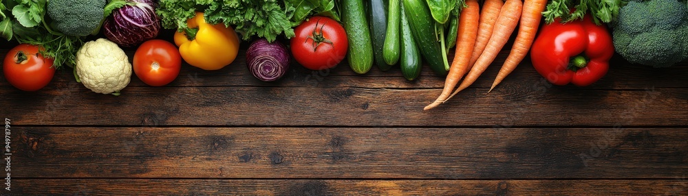 Fresh Organic Vegetables on Rustic Wooden Table - Healthy Eating and Farm Produce Concept Fresh Organic Vegetables on Rustic Wooden Table - Healthy Eating and Farm Produce Concept