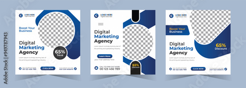 Digital marketing agency social media post or square web banner template