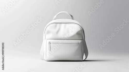 3D white backpack for modern student gear. AI generated illustration. photo