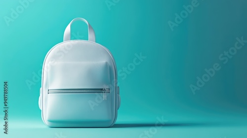 3D white backpack for modern student gear. AI generated illustration. photo