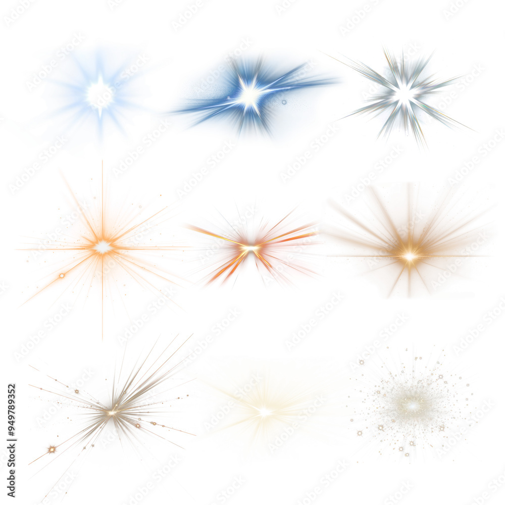 PNG Sparkling star light element set, transparent background PNG Sparkling star light element set, transparent background