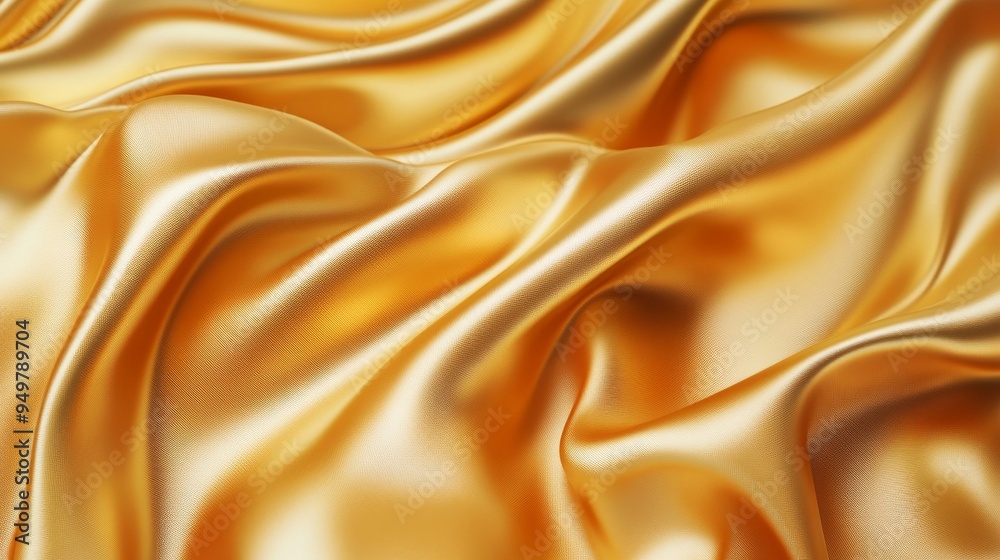 Fototapeta premium Abstract background with golden waves of fabric, golden abstract background