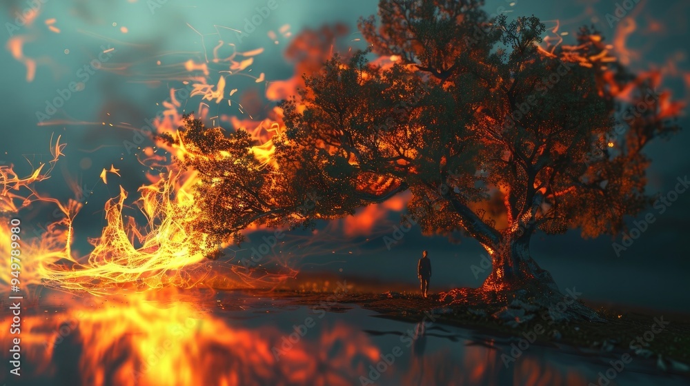 Moses and the burning bush, generative ai Moses and the burning bush, generative ai