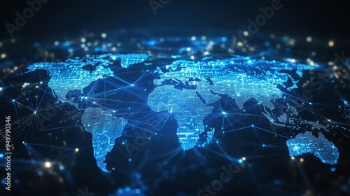 Global Network Connections Representing International Communication and Data Exchange