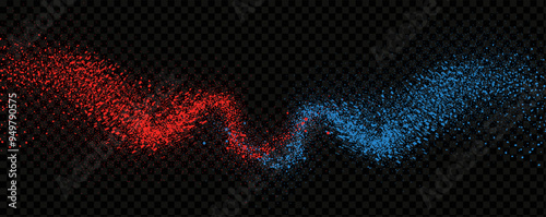 Red blue clouds effect. Cold and hot smoke texture. Abstract neon flame fog. Confrontation concept in sports boxing competition.