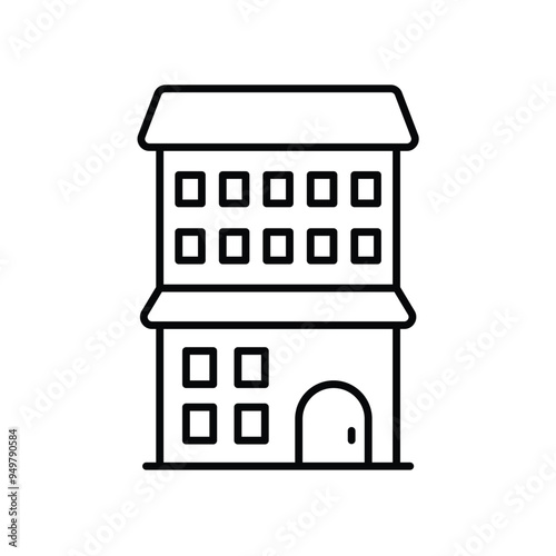 bungalow line icon with white background vector stock illustration